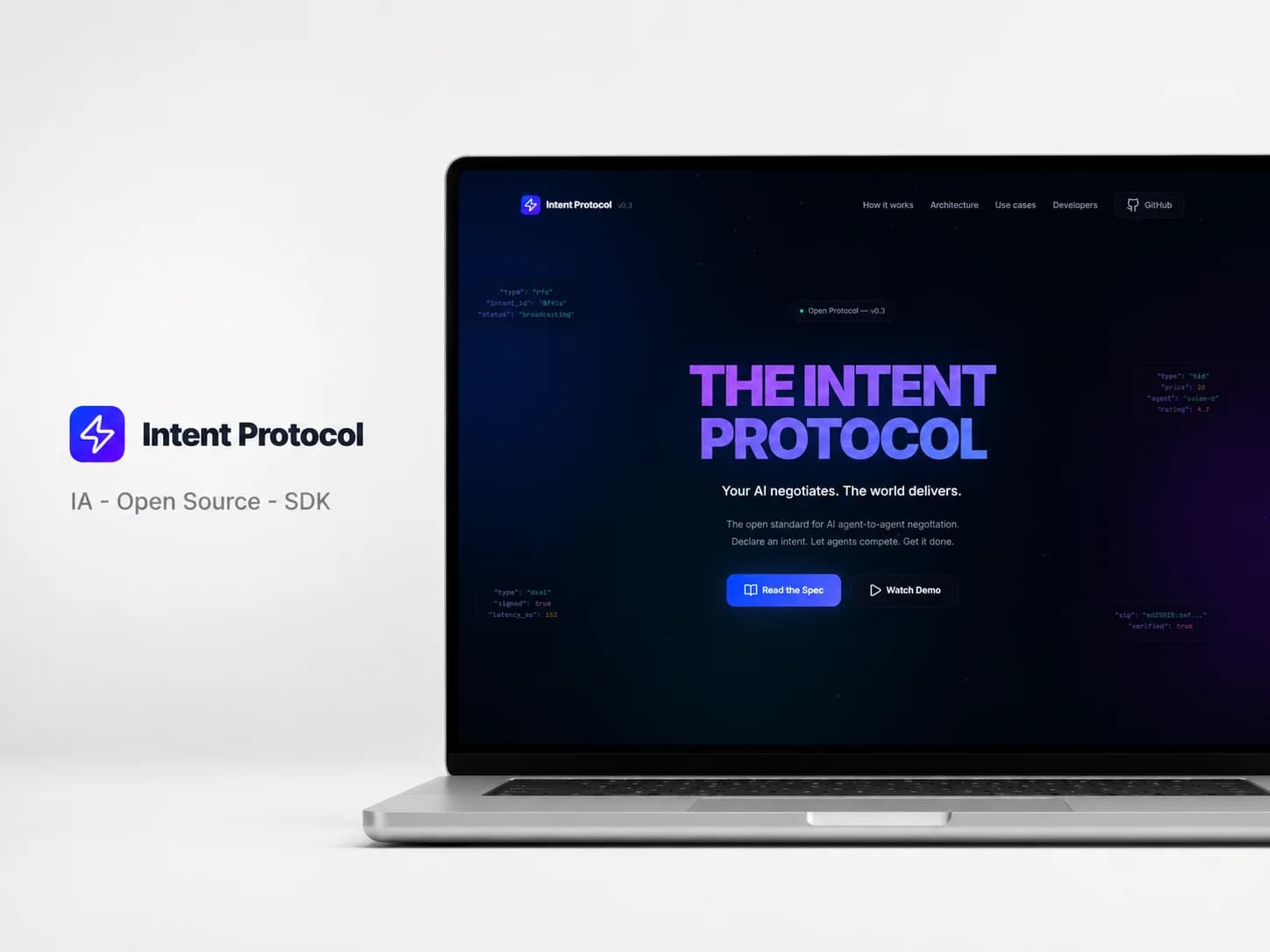 Capture d’écran d’Intent Protocol — protocole open source pour agents IA