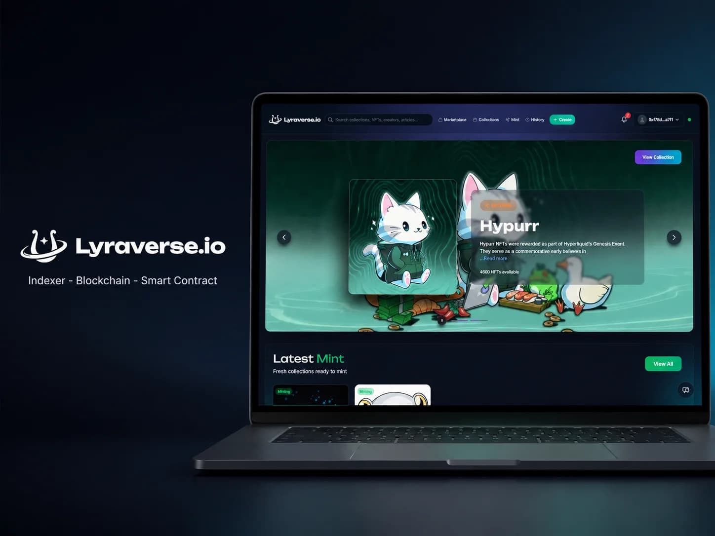 Capture d’écran de Lyraverse — dApp launchpad et marketplace web3