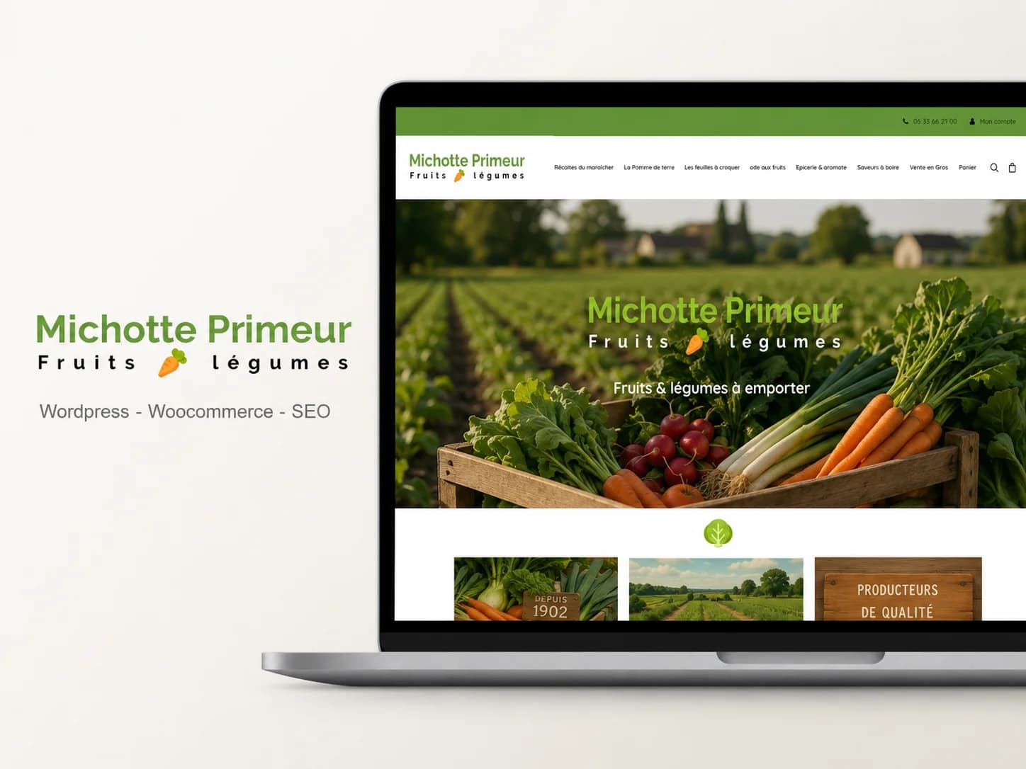 Capture d’écran de Michotte Primeur — site e-commerce WooCommerce producteur local