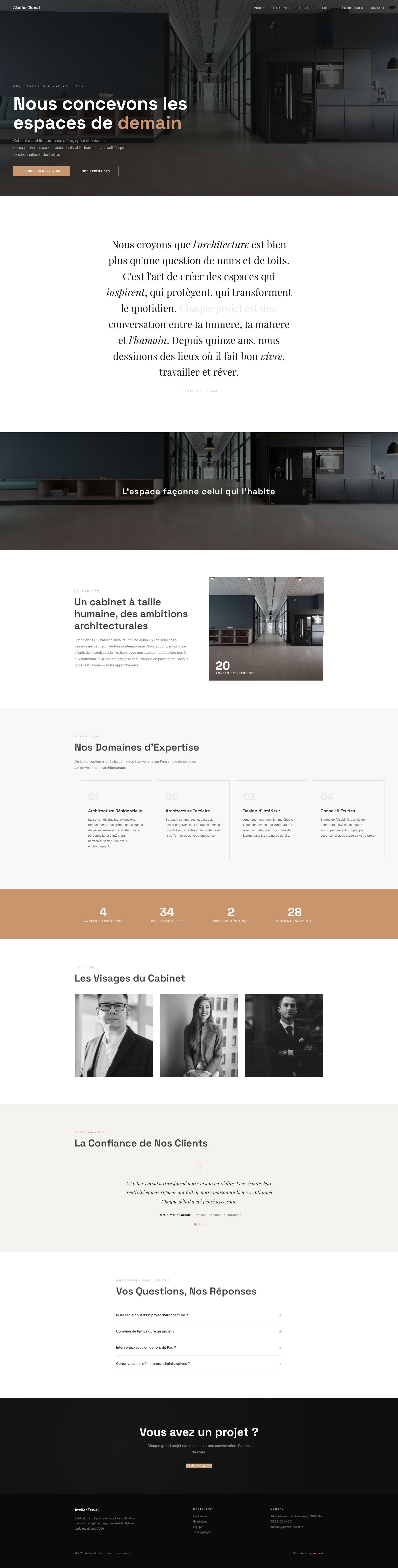 Maquette complète du site web cabinet / services premium — aperçu de la page