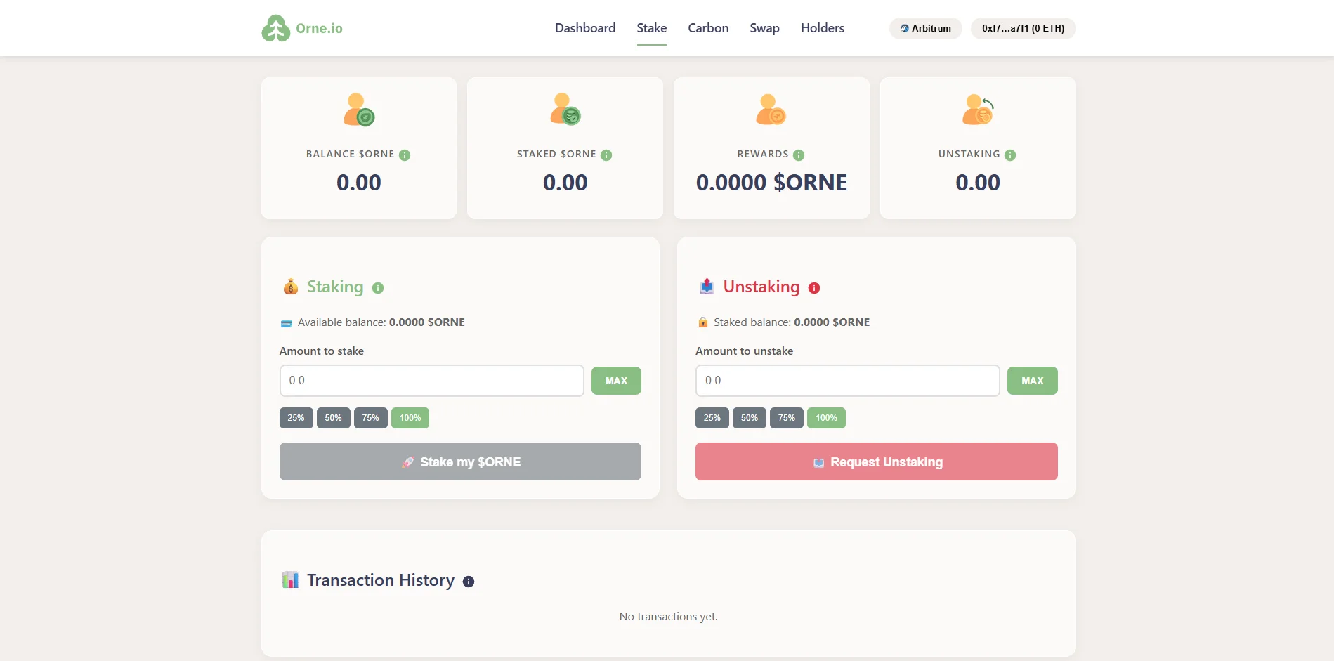 Dashboard Staking Orne