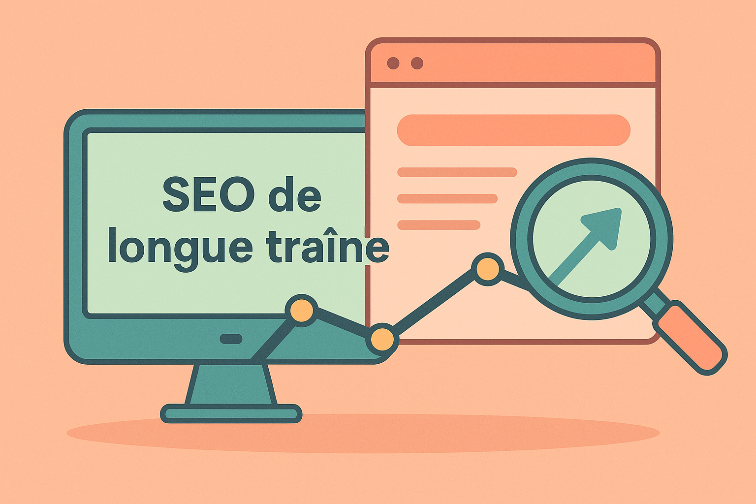 Illustration représentant une recherche web ciblée avec des résultats spécifiques