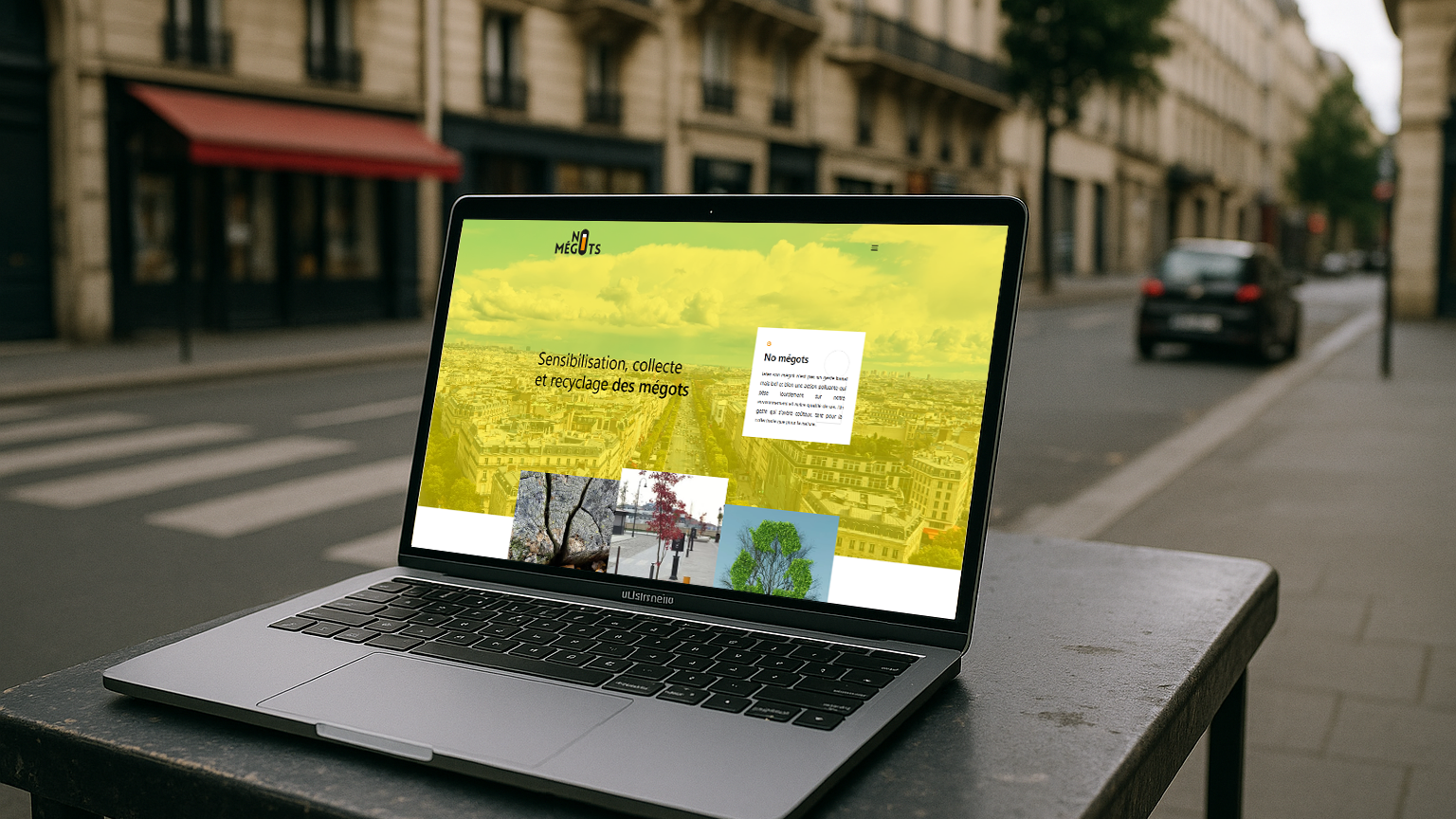 Capture du site NoMégots, campagne écologique et urbaine créée par Websual