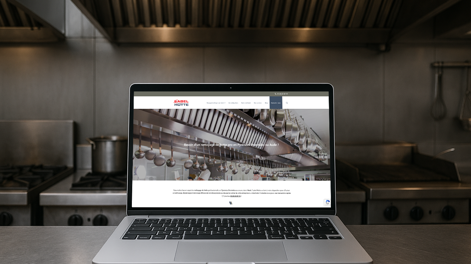Mockup du site professionnel pour Label Hotte dans les Pyrénées orientales