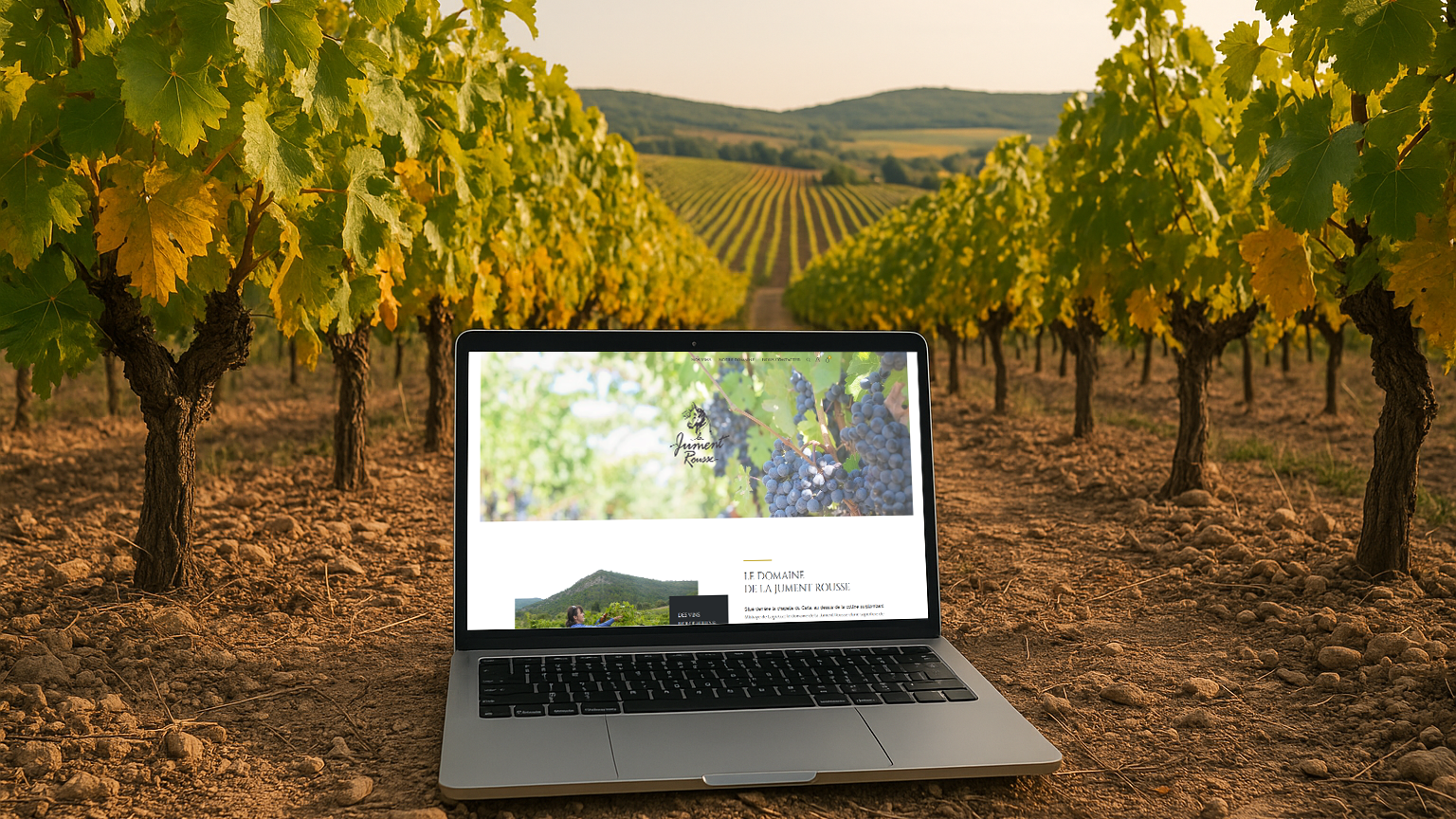 Mockup du site du domaine viticole La Jument Rousse