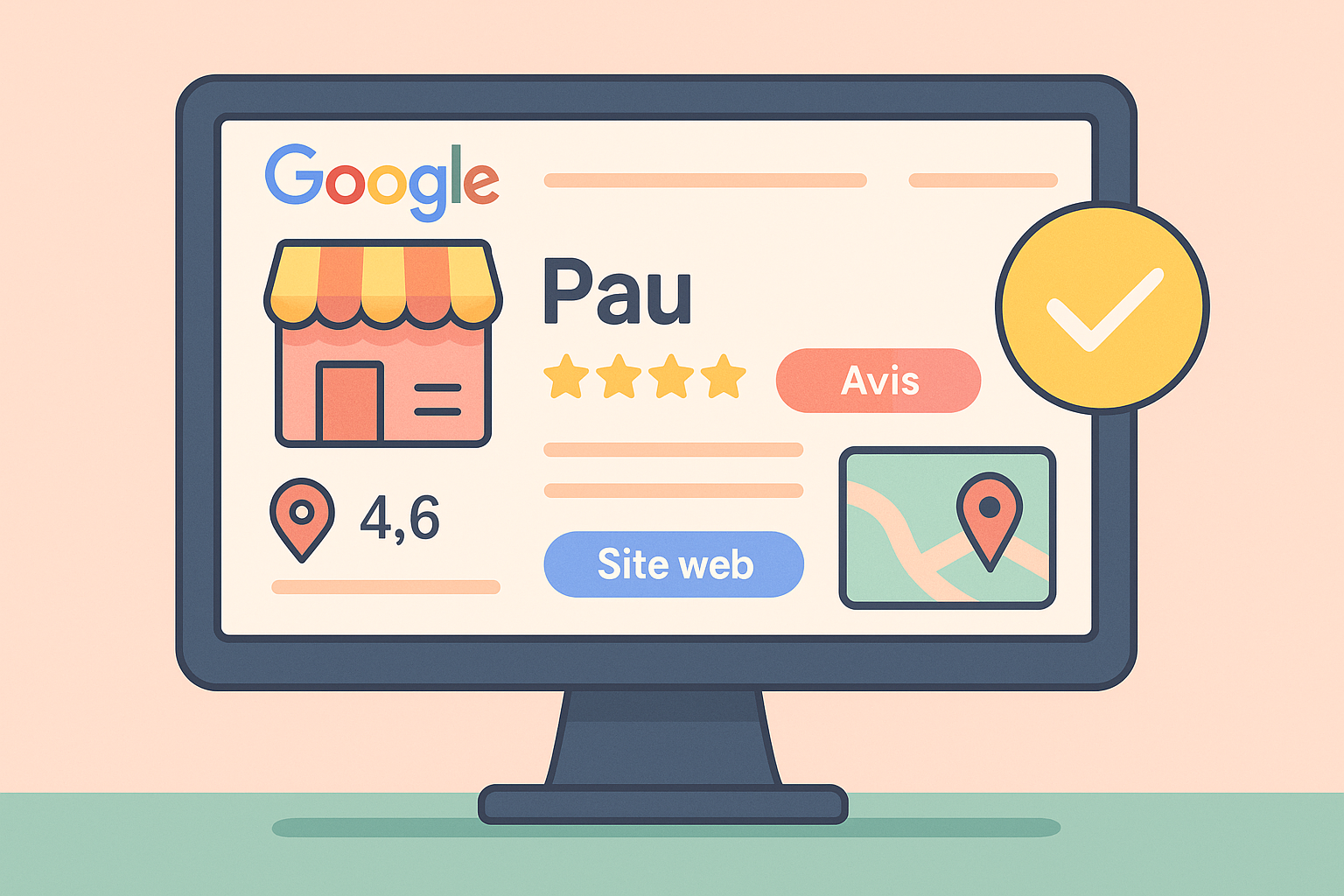 Illustration fiche Google My Business optimisée pour une entreprise à Pau
