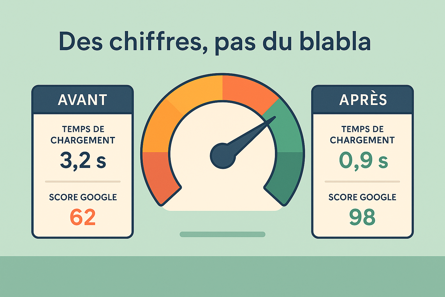 Graphique illustrant la vitesse de chargement d’un site web