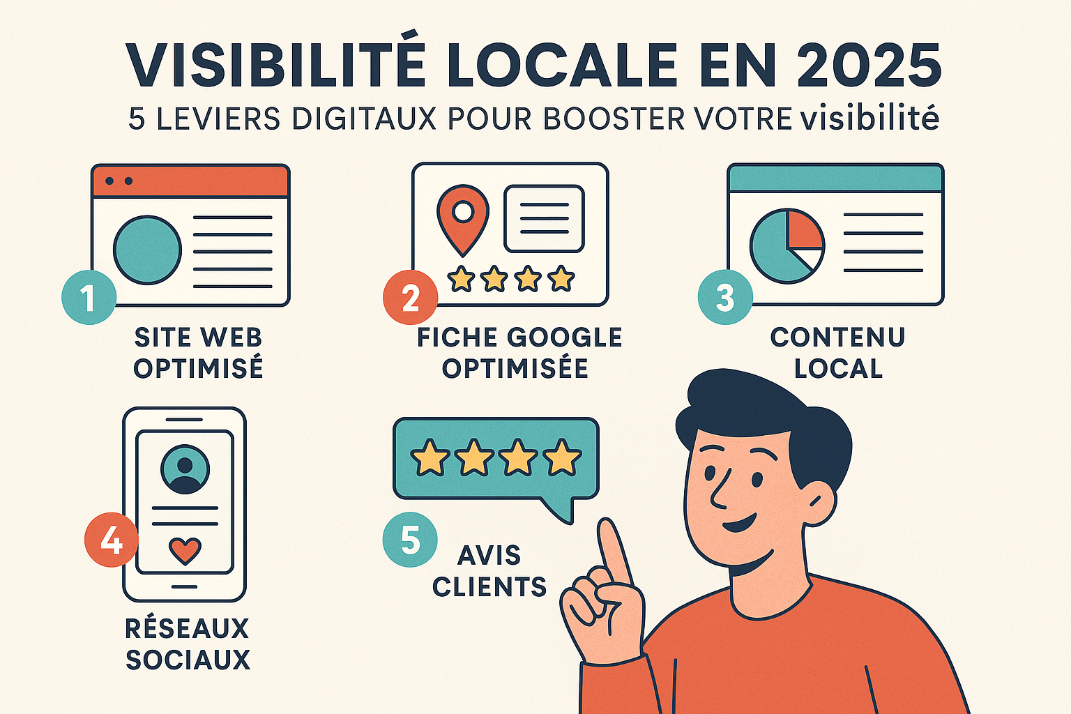 Illustration des leviers digitaux pour la visibilité locale en 2025